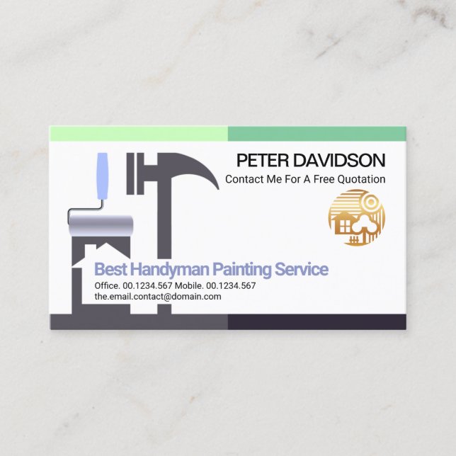 Creative Borders Roller Brush Hammer Home Builder  Business Card (Front)