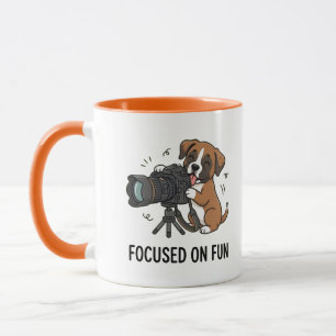 Creative Boxer Puppy Camera Orange Coffee Tea Time Mug