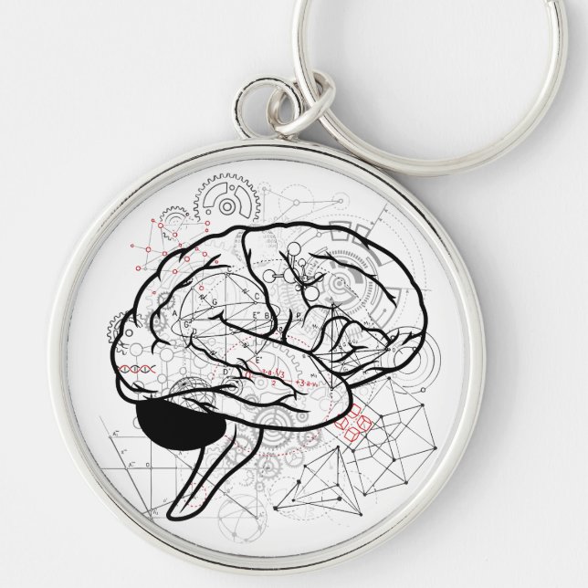 Creative Brain Artwork With Science Theme Key Ring (Front)