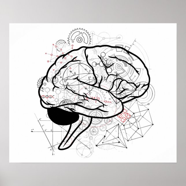 Creative Brain Artwork With Science Theme Poster (Front)