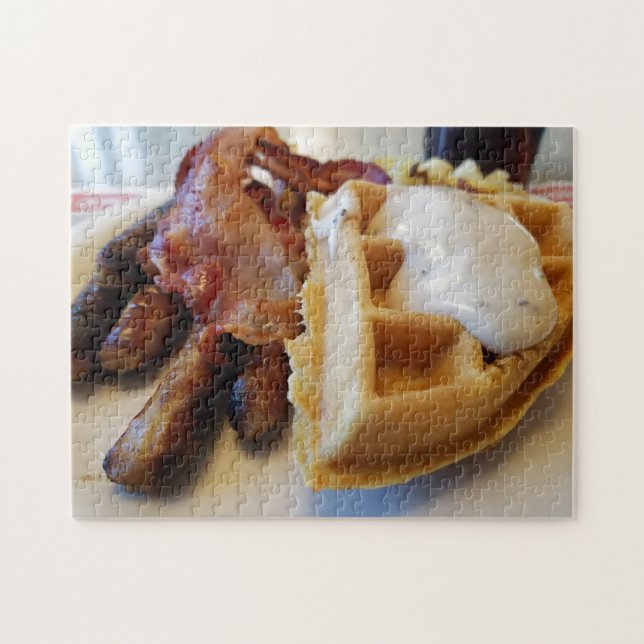 Creative breakfast bacon waffle jigsaw puzzle (Horizontal)