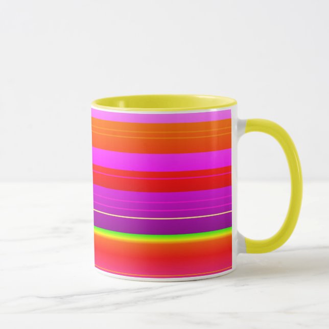Creative bright red purple artsy striped mug (Right)