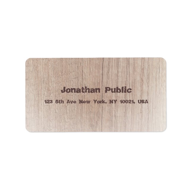 Creative Brown Wood Board Look Distressed Text Label (Front)