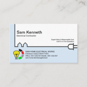 Creative Building Power Line Electrical Contractor Business Card