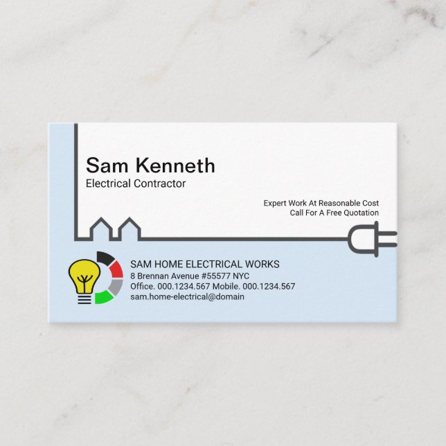 Creative Building Power Line Electrical Contractor Business Card (Front)