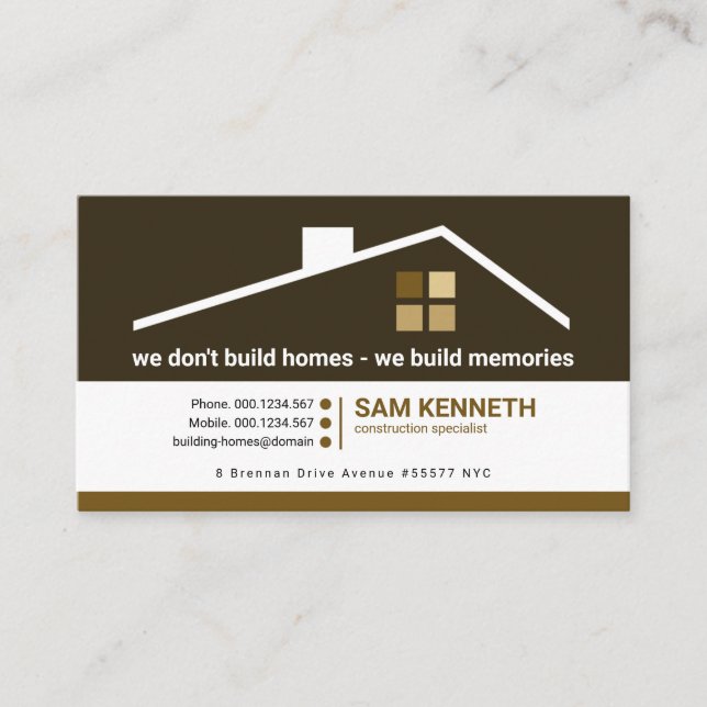 Creative Building Roof Construction Builder Business Card (Front)