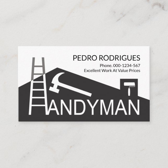 Creative Building Roof Ladder Brush Builder Business Card (Front)
