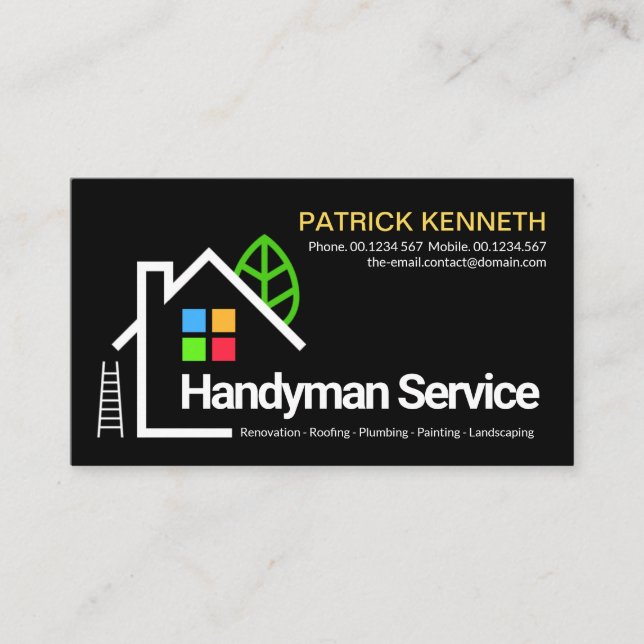 Creative Building Structure Handyman Contractor Business Card (Front)