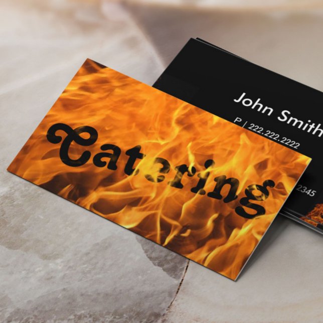 Creative Burning Fire Typography Catering  Business Card (Creator Uploaded)