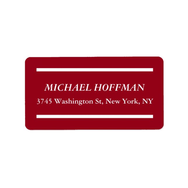 Creative Carmine Red Minimalist Classical Italic Label (Front)