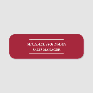Creative Carmine Red Minimalist Classical Italic Name Tag