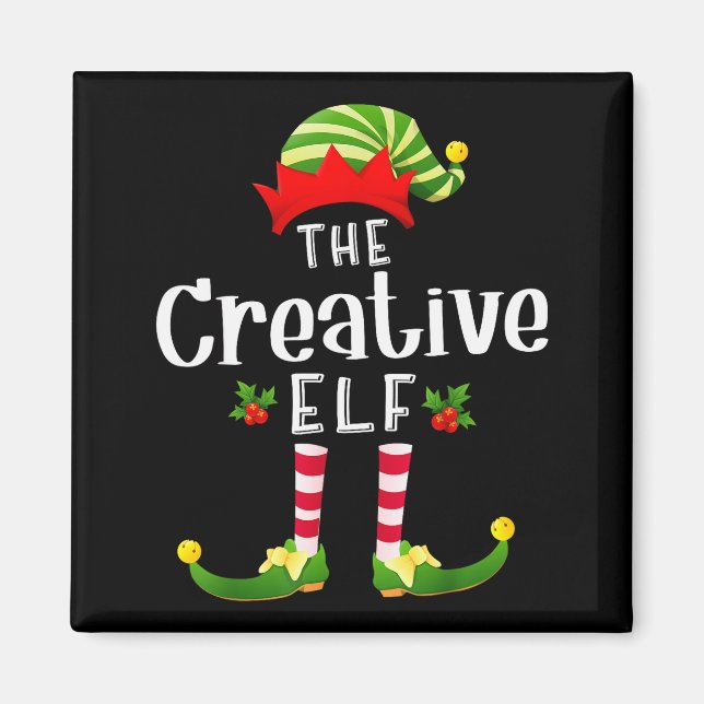 Creative Christmas Elf Matching Pajama X-mas Party Magnet (Front)
