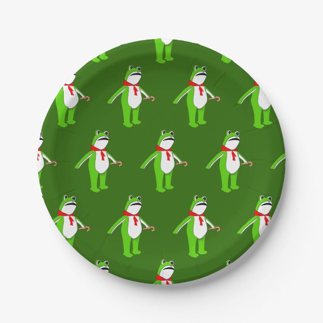 Creative Christmas Holiday Frog Paper Plate (Front)