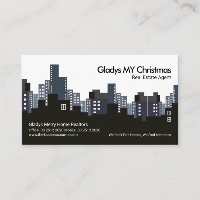 Creative City Skyline Silhouette Home Care Realtor Business Card (Front)