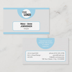 Creative Classic Job Seeker Grey Blue Frame Logo Business Card