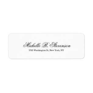 Creative Classical Script Plain Black White Return Address Label