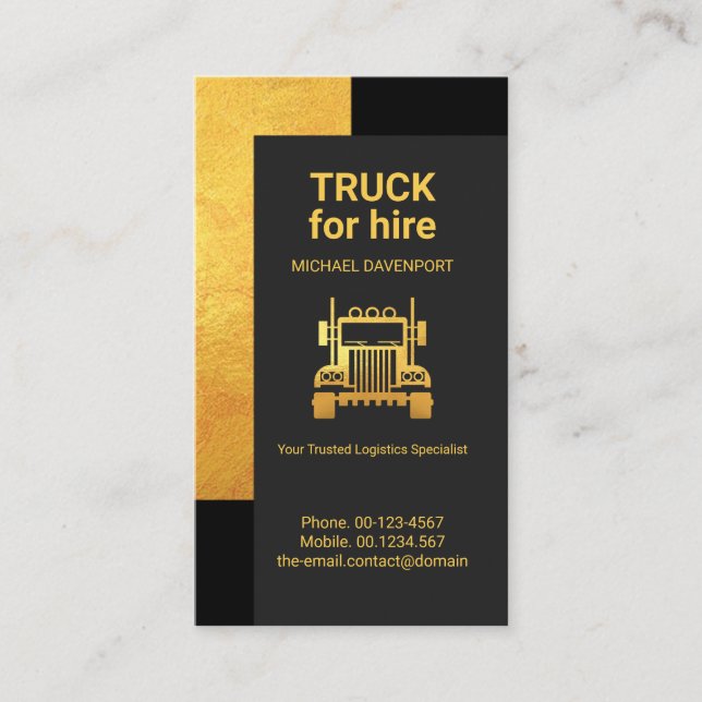 Creative Classy Gold Corner Logistics Transport Business Card (Front)