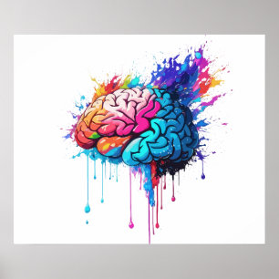 Creative Colourful Brain Splash Artwork Poster