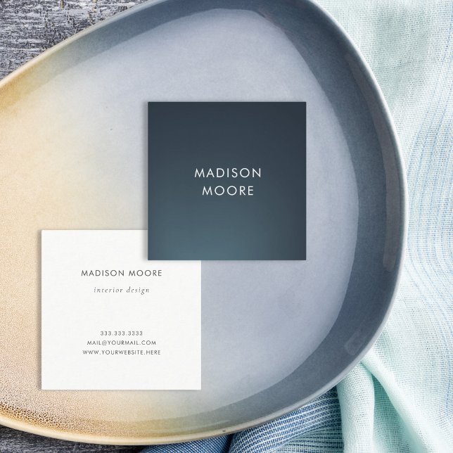 Creative Colourful Dark Blue Turquoise Gradient Square Business Card (Creator Uploaded)