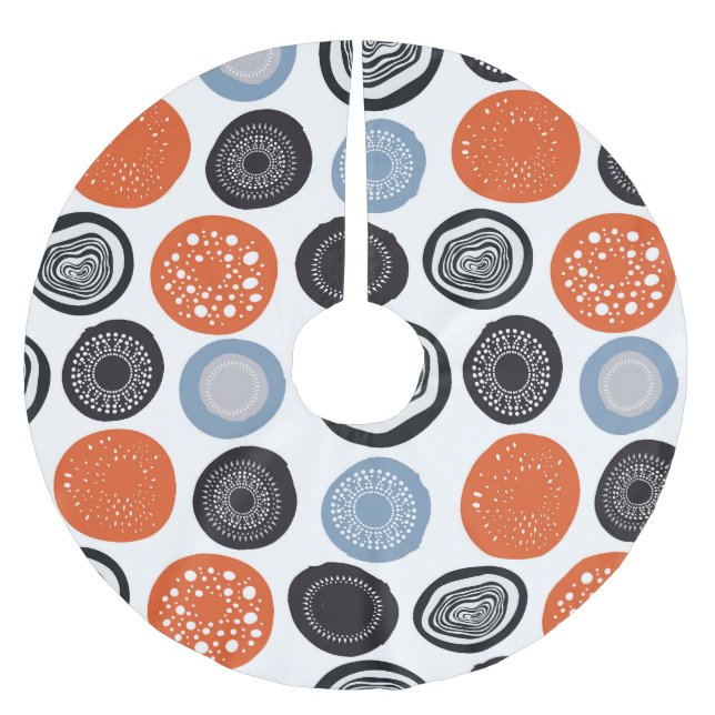Creative, colourful geometric circle pattern. brushed polyester tree skirt (Front)