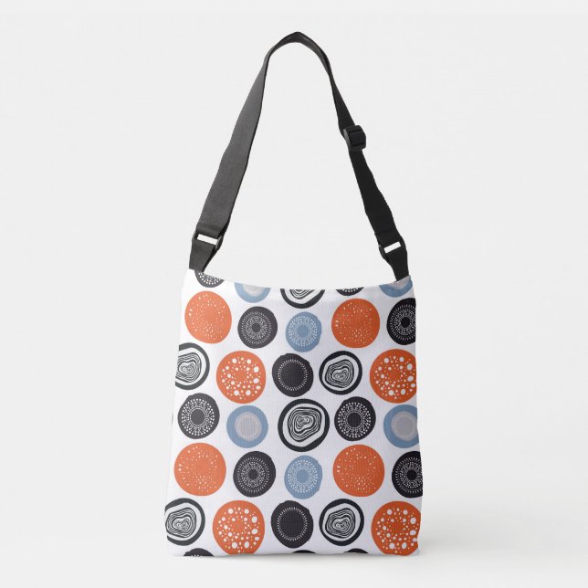 Creative, colourful geometric circle pattern. crossbody bag (Front)