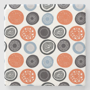 Creative, colourful geometric circle pattern. stone coaster