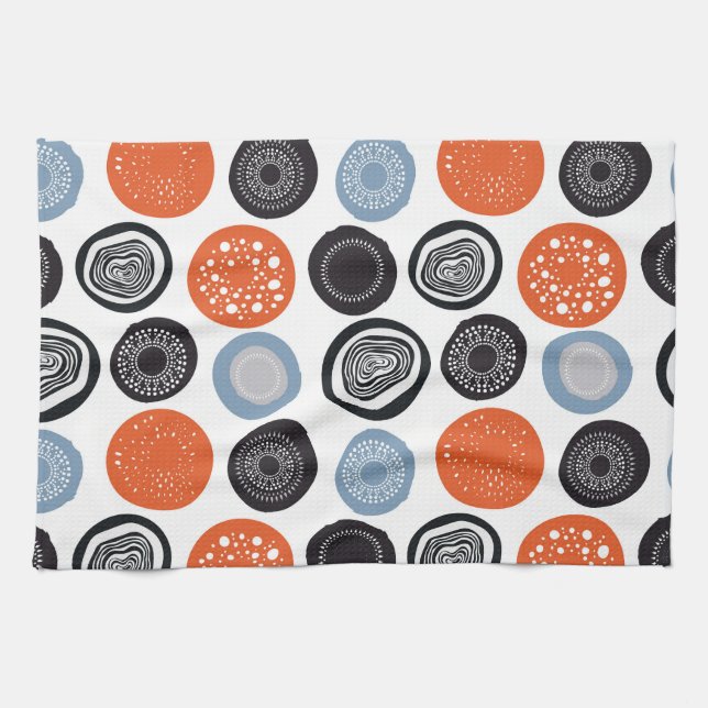 Creative, colourful geometric circle pattern. tea towel (Horizontal)