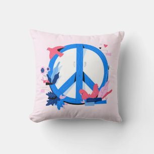 Creative & Colourful Peace Symbol with Birds Cushion