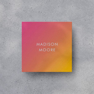 Creative Colourful Pink Yellow Gradient Ombré  Square Business Card