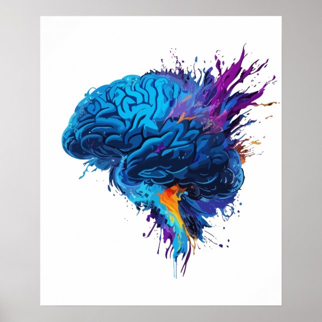 Creative Colourful Splash Brain Design Poster (Front)