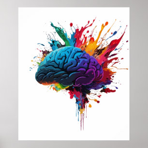 Creative Colourful Splash Brain Design Poster