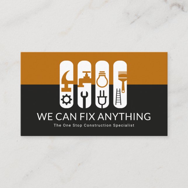 Creative Construction Handyman Tool Panels Business Card (Front)