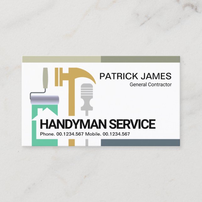 Creative Contractor Handyman Tools Contractor Business Card (Front)