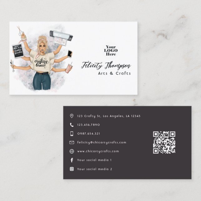 Creative Crafting Queen Stylish Branding Design Business Card (Front/Back)