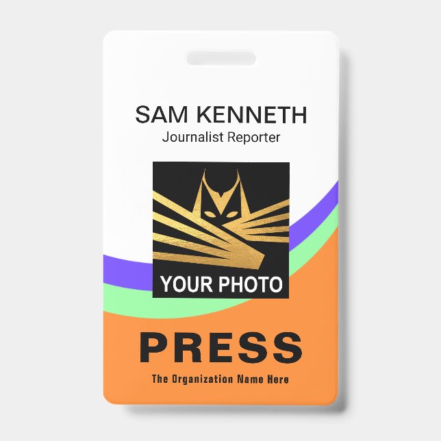 Creative Curvature Wave Press Photo ID Badge (Front)