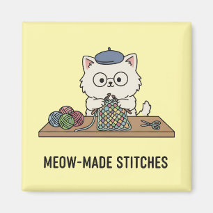 Creative Cute Cat Knitting Craft Cartoon Magnet