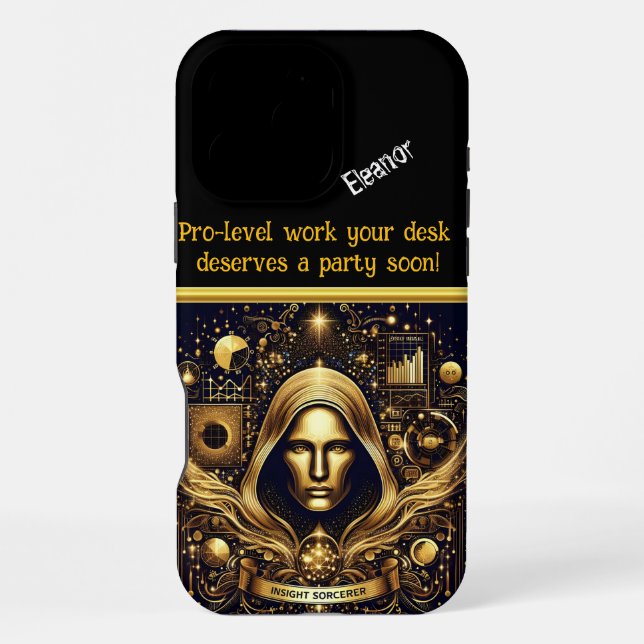 Creative Data Scientist Exploring Insights in Gold iPhone Case (Back)