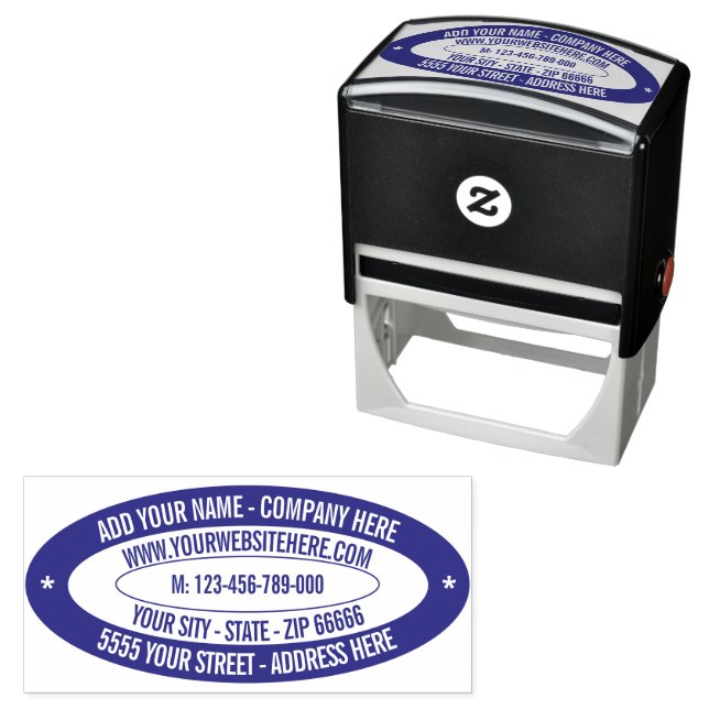 Creative Design Address Colour Oval Stamp Example (In Situ)
