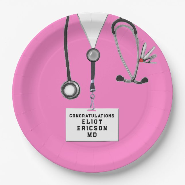 Creative Doctor Graduation Party Paper Plate (Front)