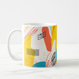 Creative doodle art header with different shapes a coffee mug