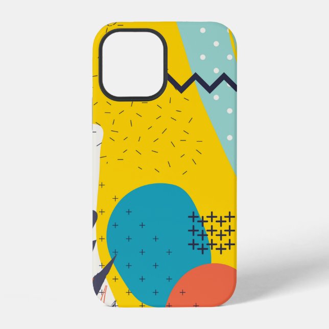 Creative doodle art header with different shapes a iPhone case (Back)