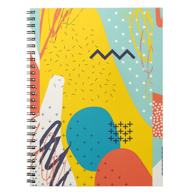 Creative doodle art header with different shapes a notebook (Front)