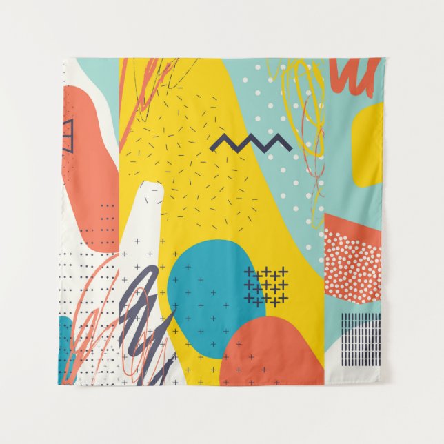 Creative doodle art header with different shapes a tapestry (Front)