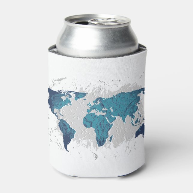Creative drawing map of the world can cooler (Can Front)