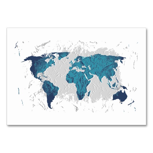 Creative drawing map of the world table number (Front)