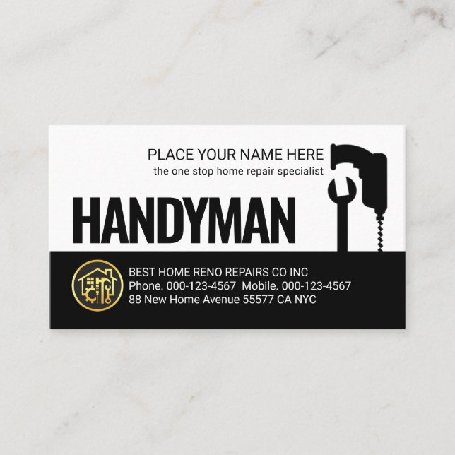 Creative Drill Spanner Handyman Tools Business Card (Front)
