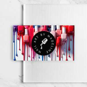 Creative Dripping Polish Logo Nail Artist Salon Business Card