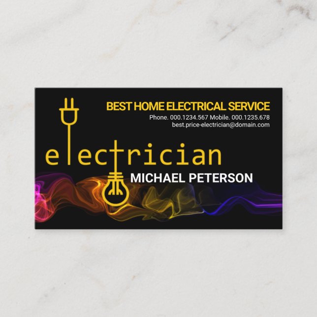 Creative Electrician Circuit Lightning Power   Business Card (Front)