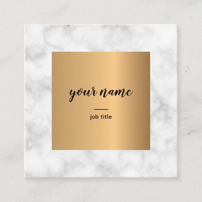 Creative Elegant Marble Gold Square Business Cards (Front)