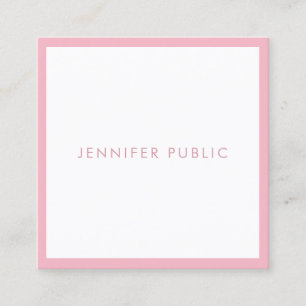 Creative Elegant Pink White Modern Template Trendy Square Business Card
